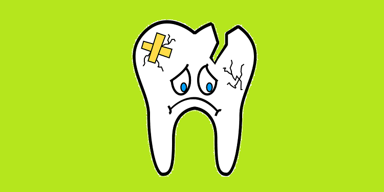Cartoon Illustration of a Broken Tooth